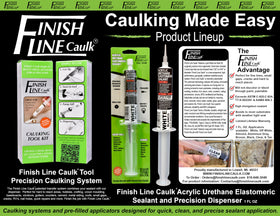 Finish Line Caulk reusable tool supports precision sealing in small spaces.