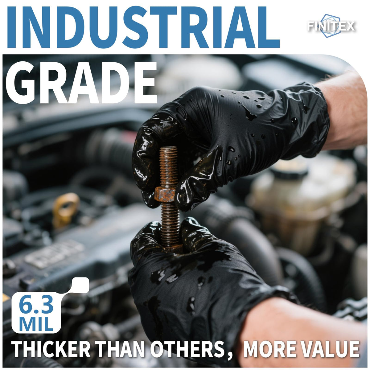 FINITEX 6mil nitrile glove offers sturdy protection and dexterity.