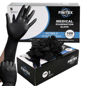 FINITEX black nitrile gloves box of 100 for versatile use.
