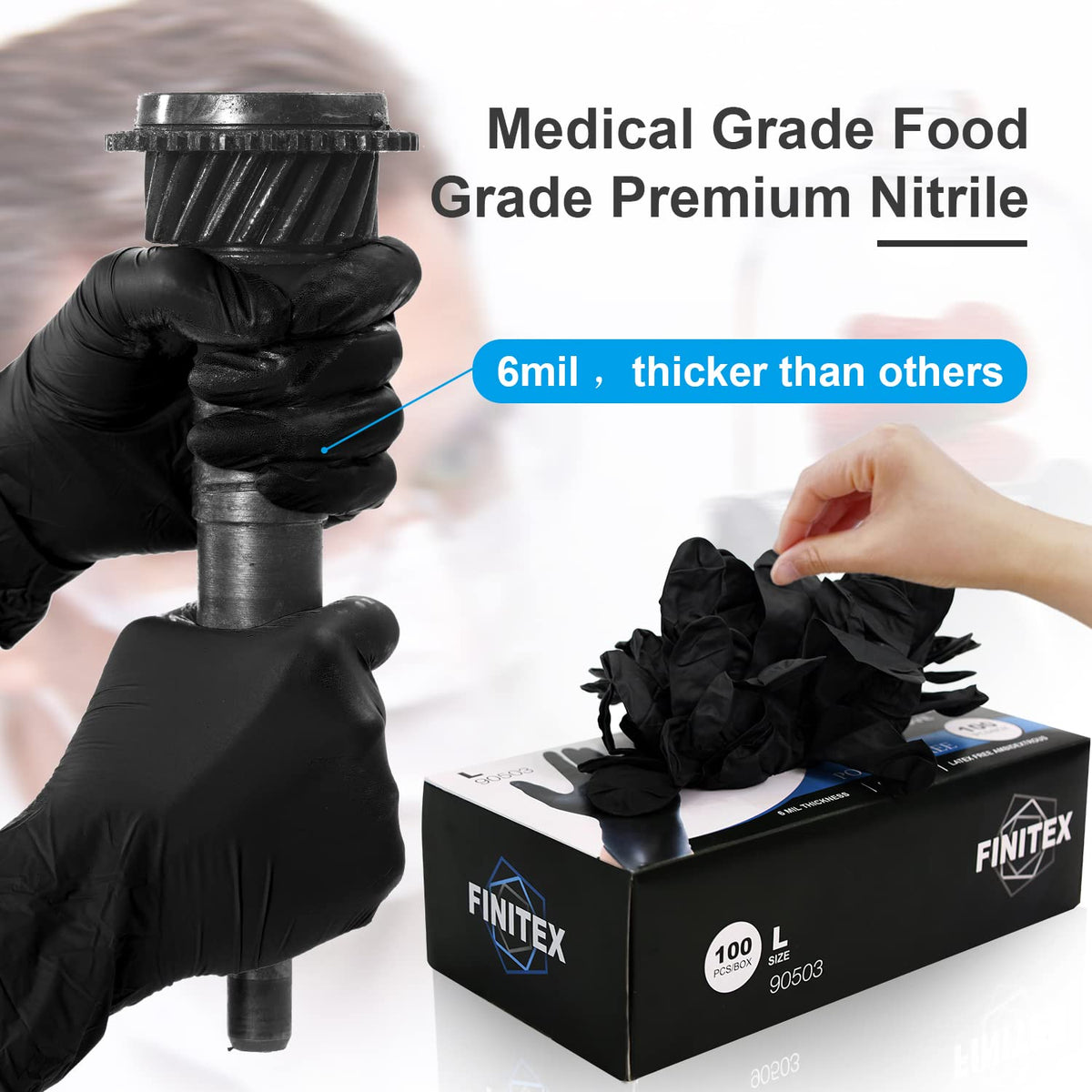FINITEX gloves in beauty services show clean, precise application.