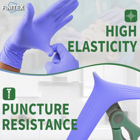 FINITEX nitrile gloves Ice Blue secure fit for various tasks.