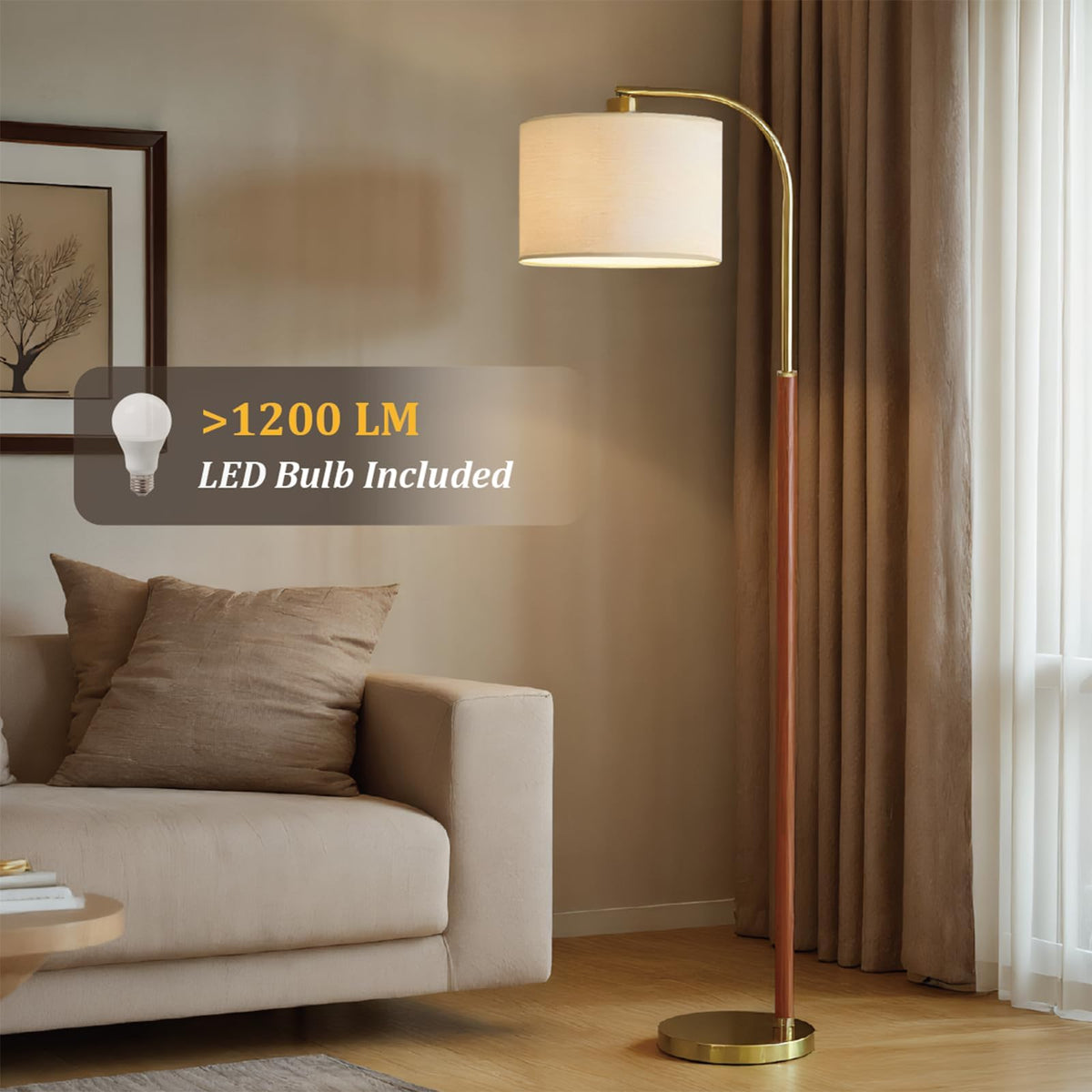 FINNCHY adjustable lamp head enables precise illumination for reading or work.