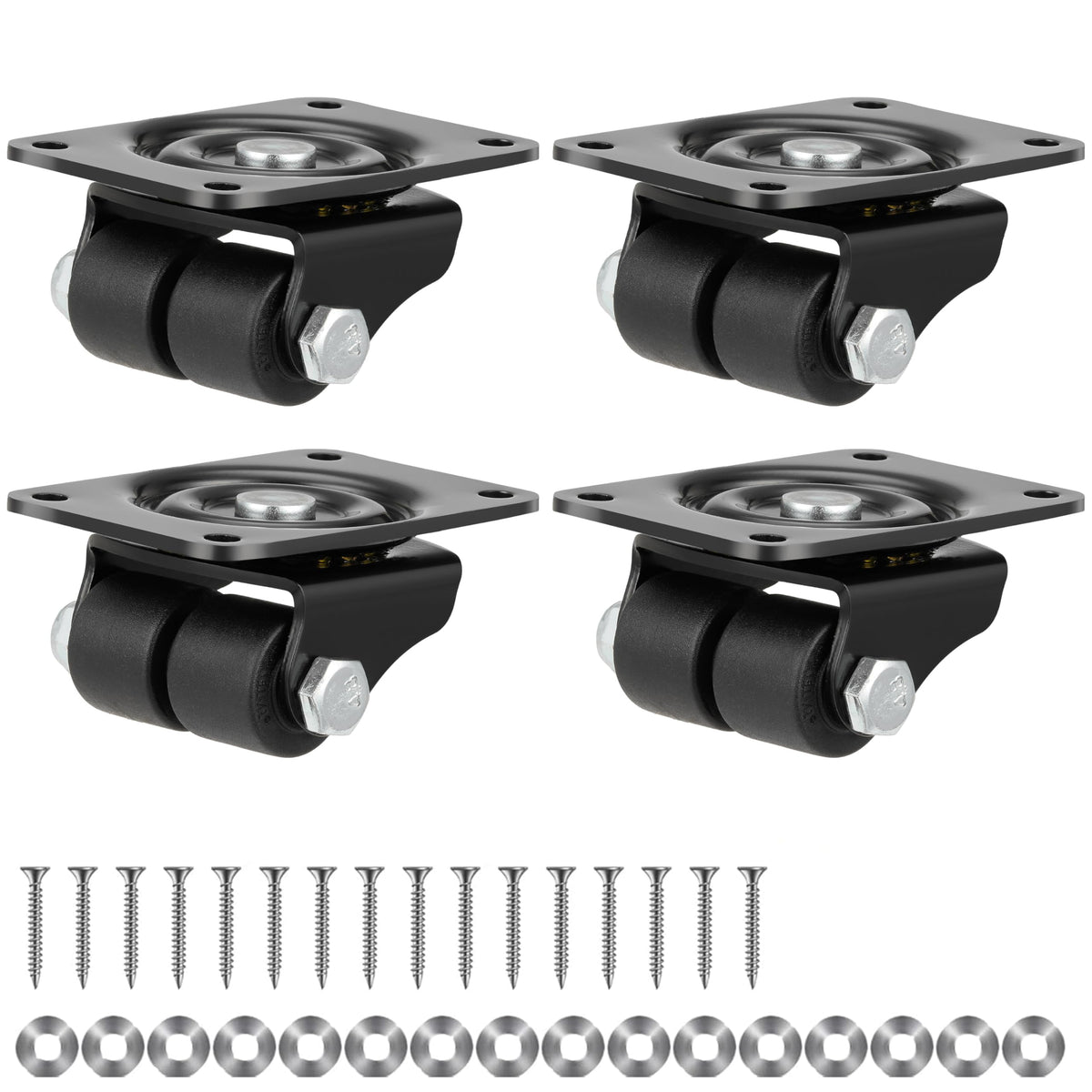 Finnhomy 1-inch caster wheels with double nylon wheels for heavy furniture on smooth floors.