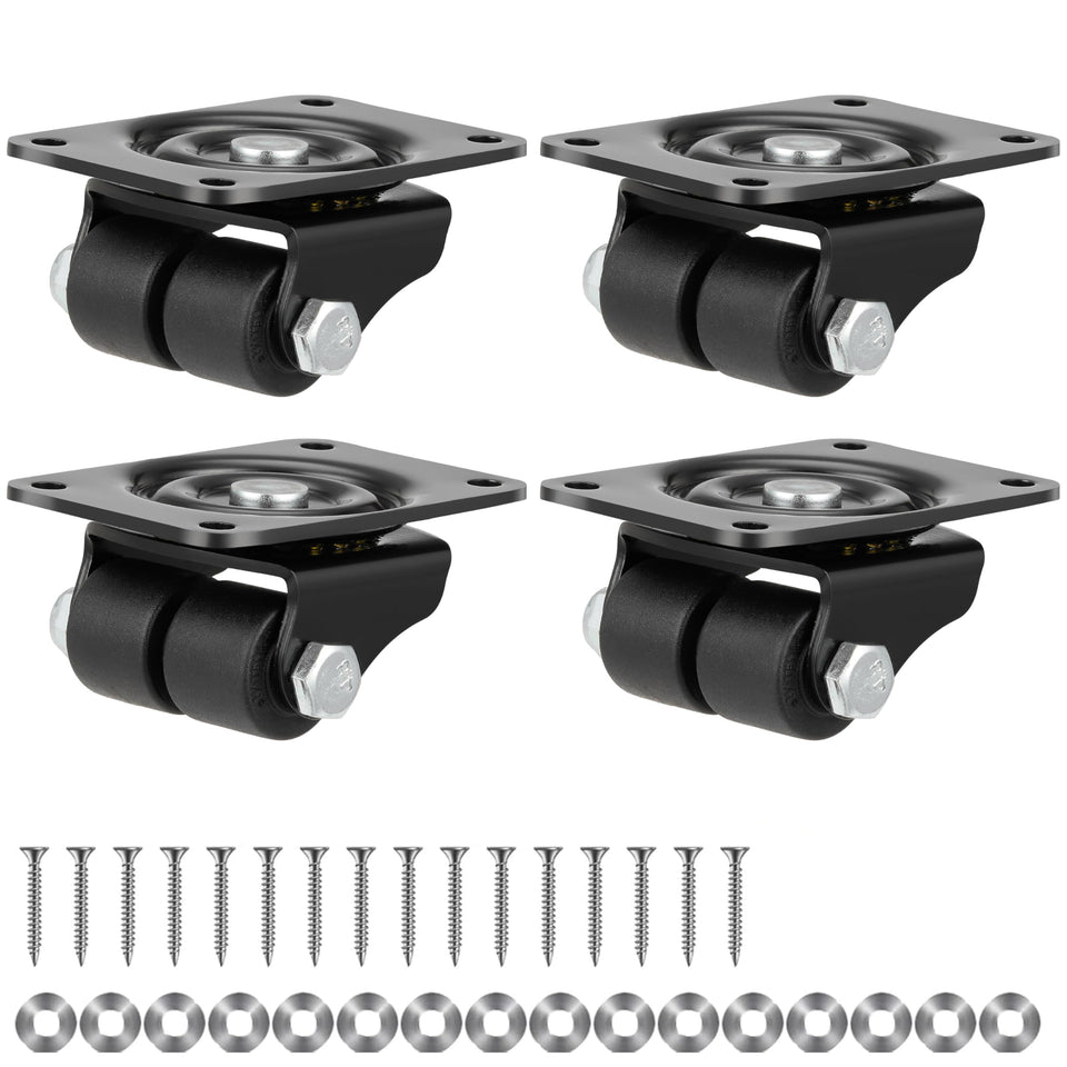 Finnhomy 1-inch caster wheels with double nylon wheels for heavy furniture on smooth floors.