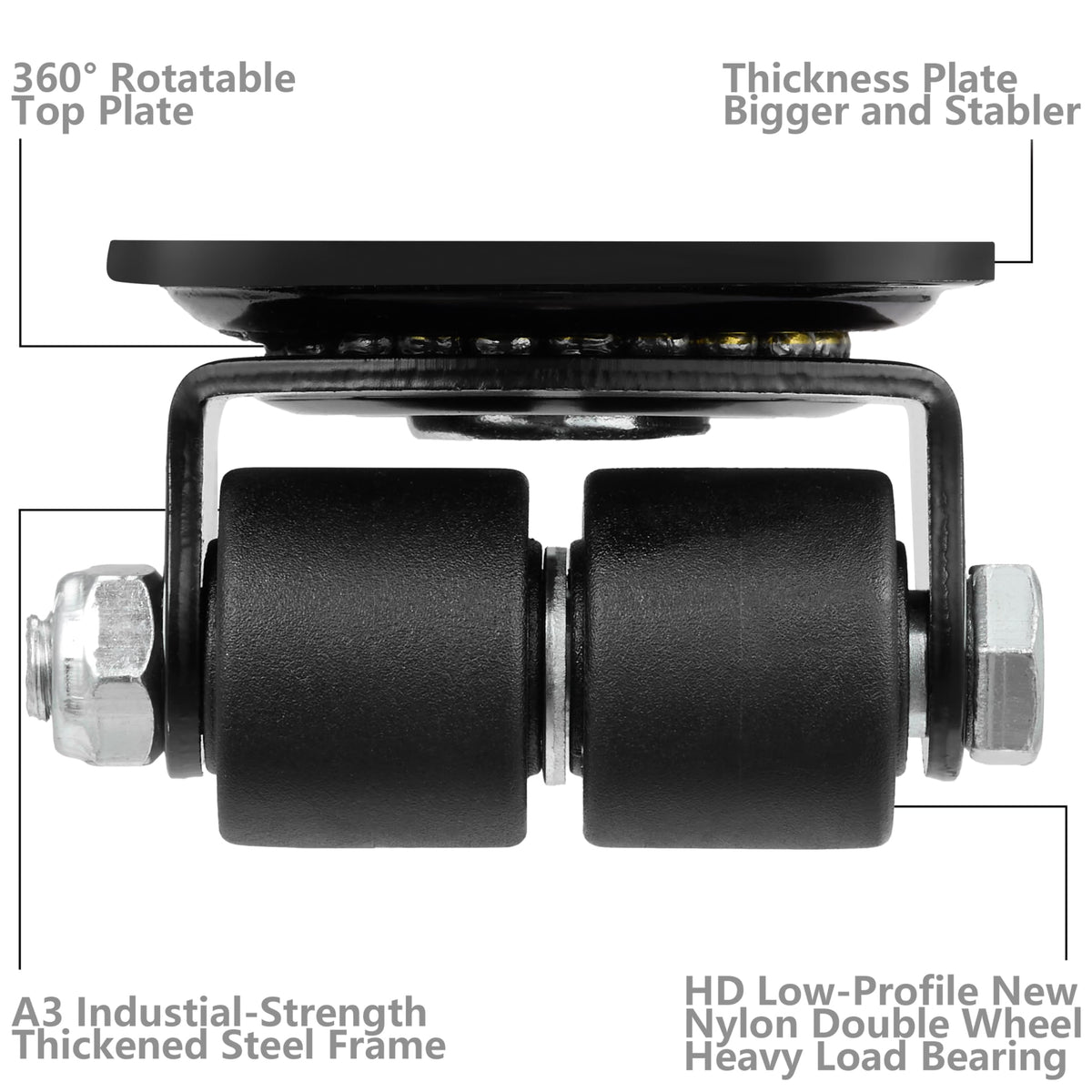 Finnhomy low-profile casters enable easy veer and stable furniture movement.