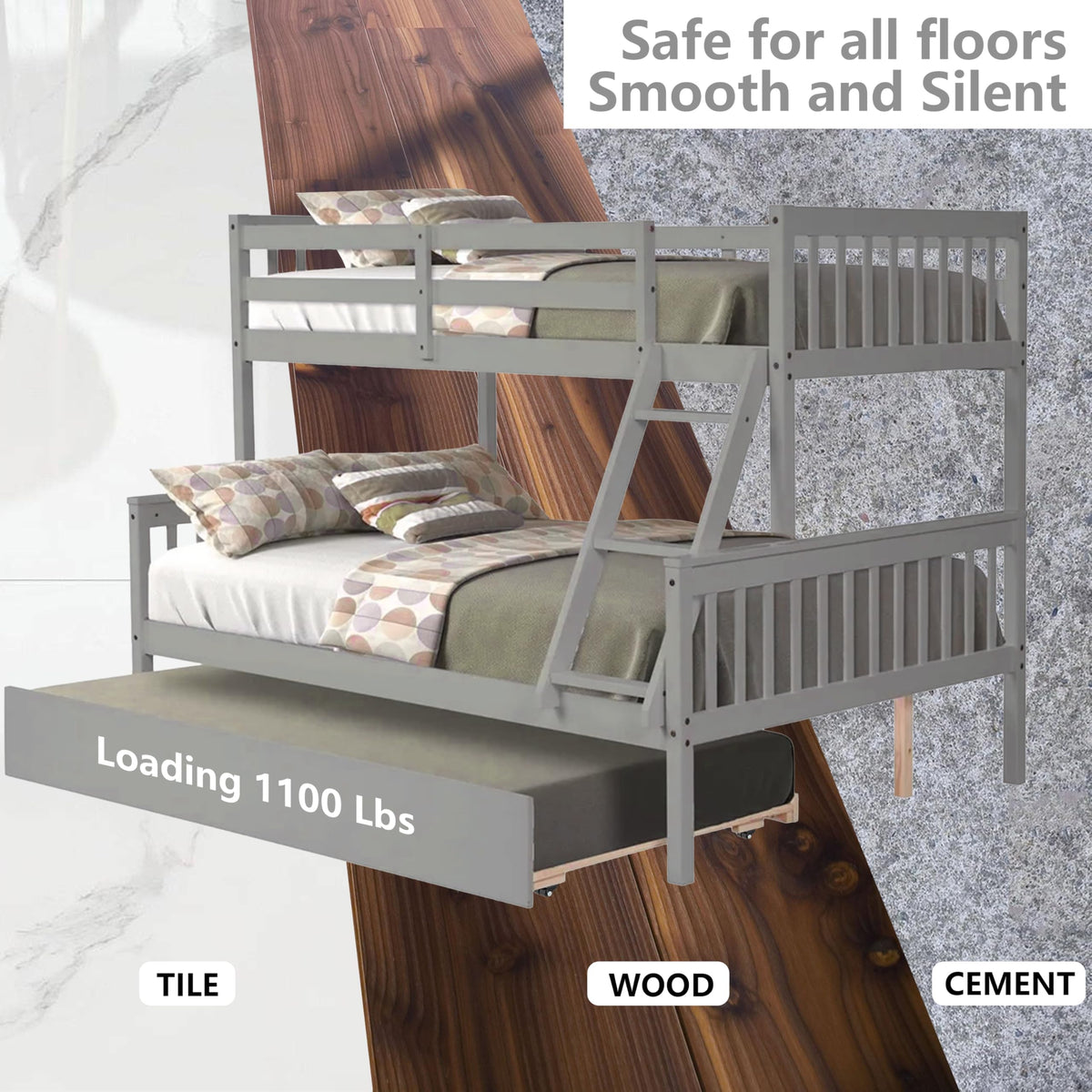 Finnhomy low center of gravity casters improve stability during repositioning.
