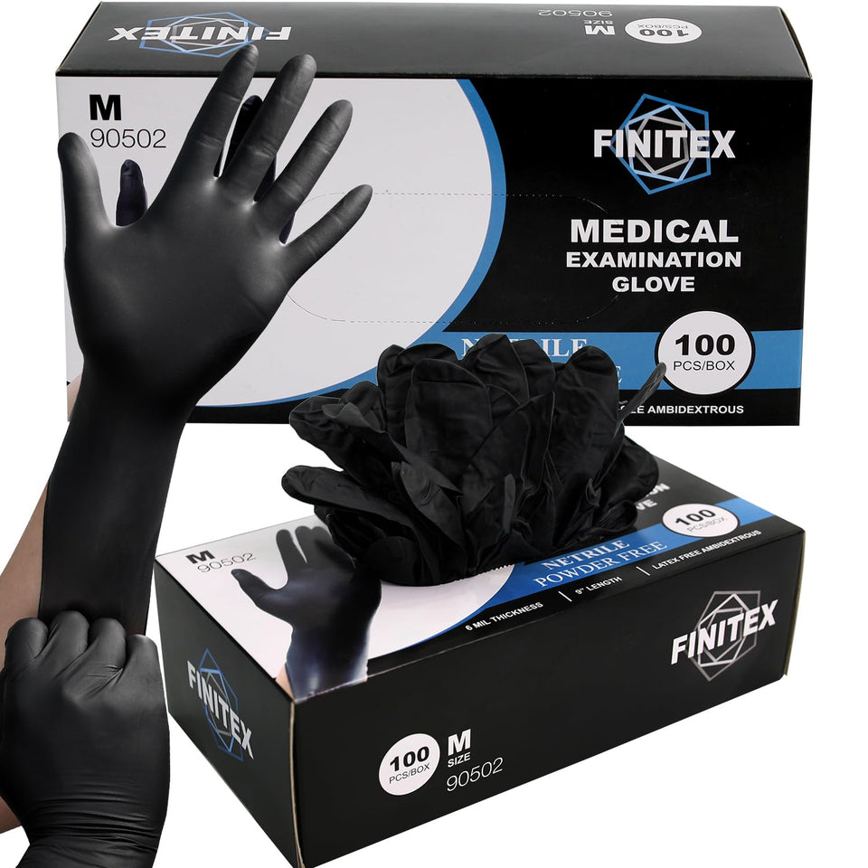 FINITEX black nitrile gloves box of 100 pcs for everyday protection and convenience