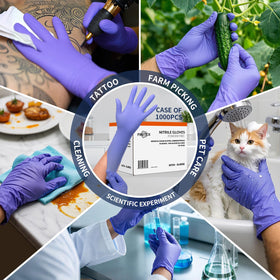 FINITEX ice blue gloves suited for food prep.
