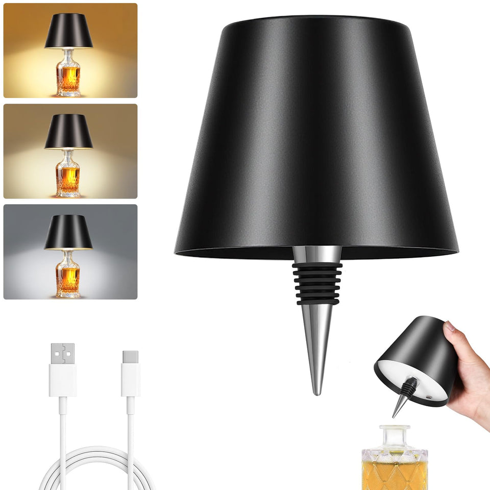 Fintoriel bottle lamp on table emitting warm glow for any room