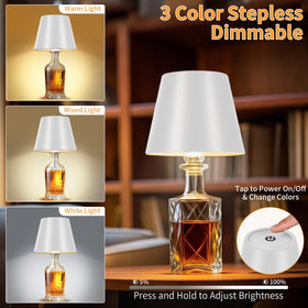 Fintoriel wireless bottle light with metallic base for elegant table decor.