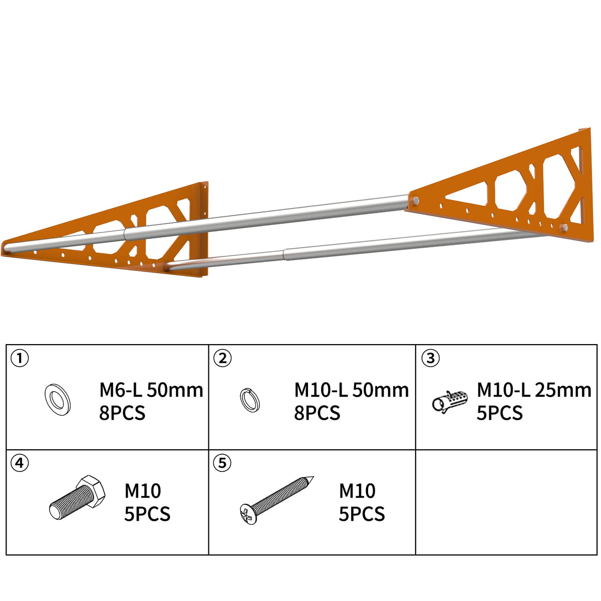 Close-up of Fioracl telescopic rods with thick inner and outer tubes.