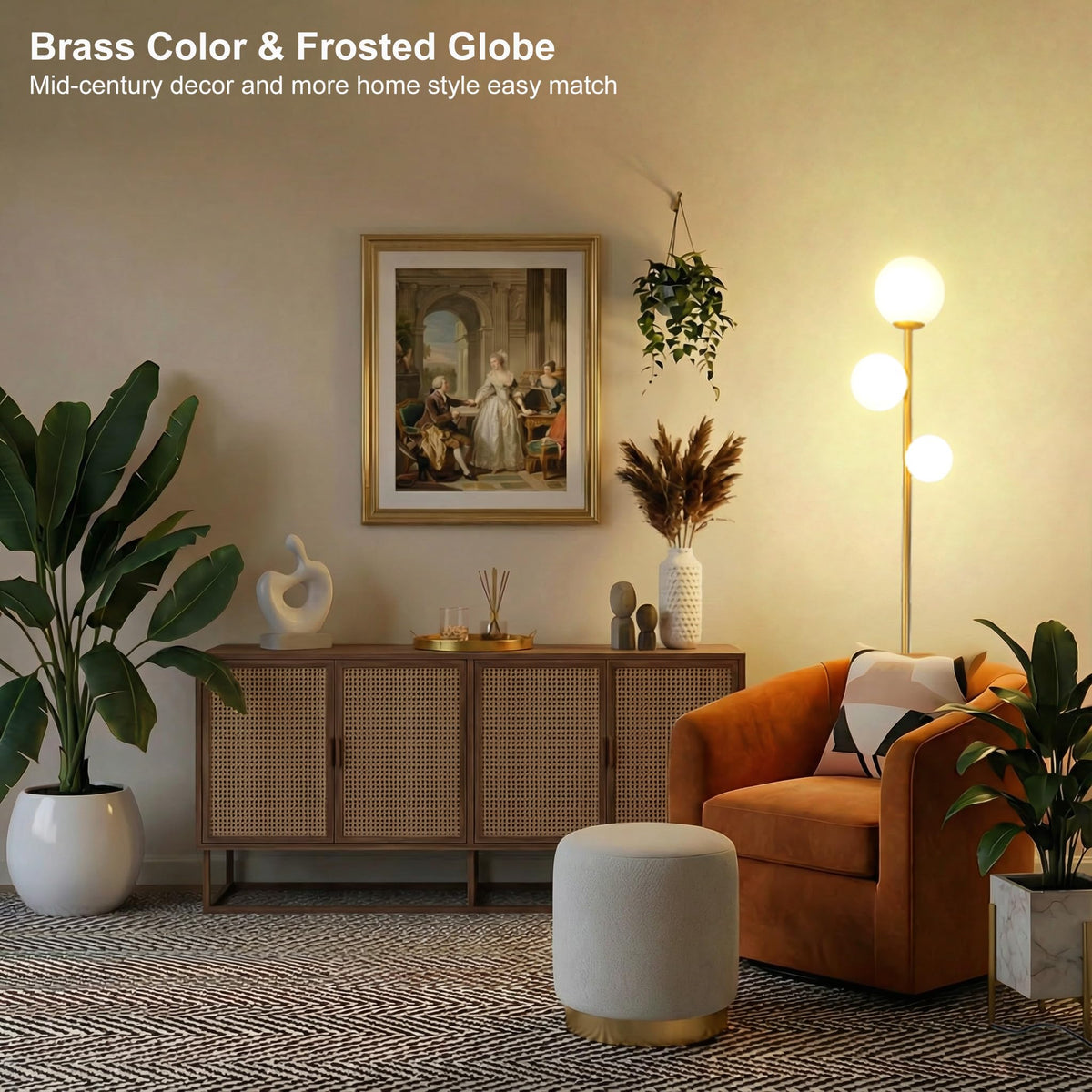 Fiqevs 3-globe floor lamp frosted glass shades diffuse light softly for comfortable evenings