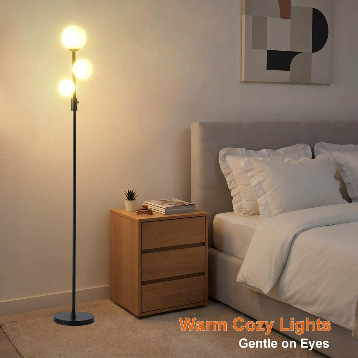 Fiqevs 3000K warm LED bulbs included for instant light