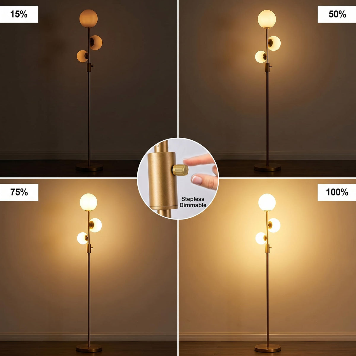 Fiqevs three LED globes deliver bright 2400 lumens for versatile lighting.