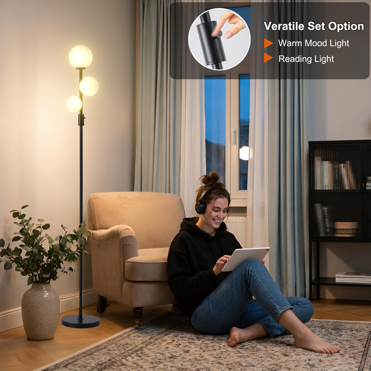 Fiqevs mid-century matte black floor lamp base providing stable support