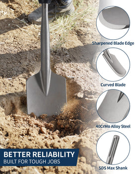 Firecore clay spade curved blade in action during digging
