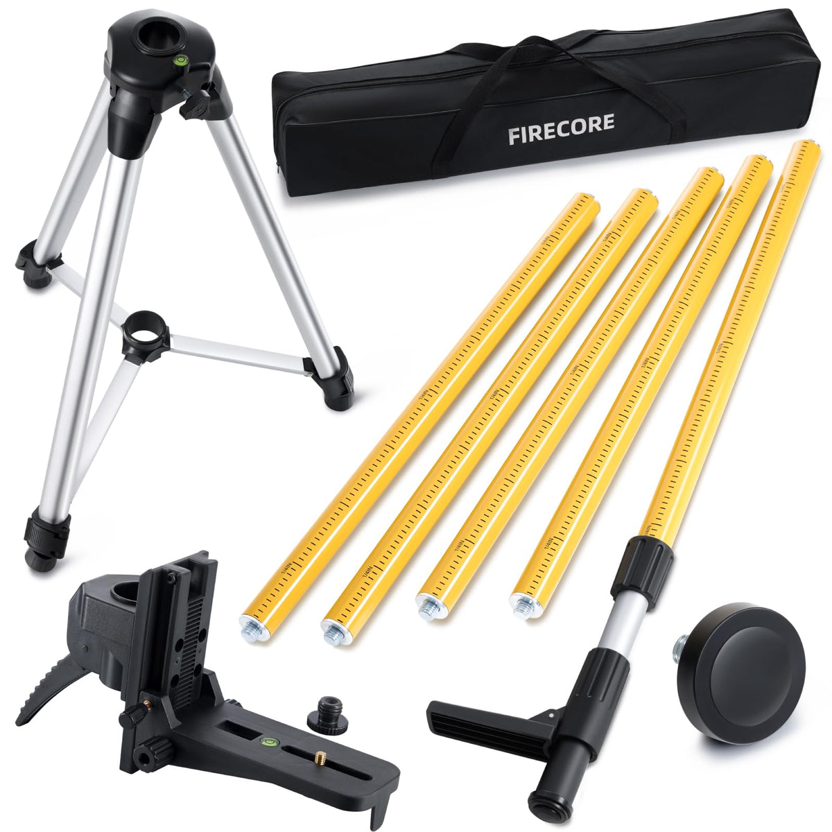 Firecore FLP370C telescoping pole extended for precise height adjustment