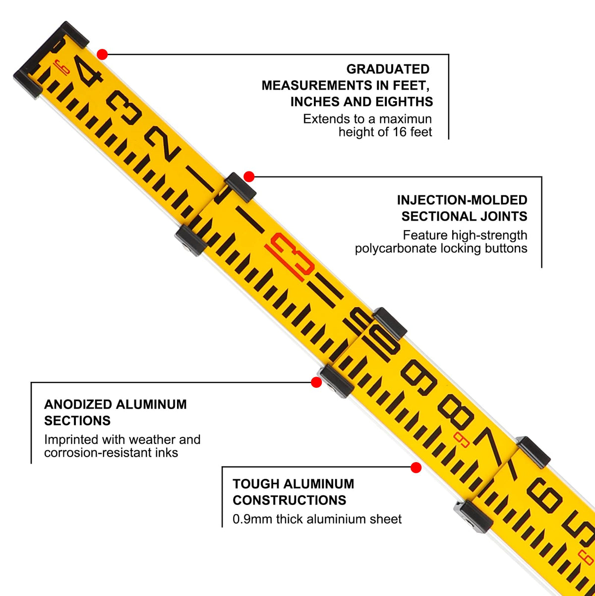 Firecore FLR500C dual graduations enable flexible ft/eighths and ft/in readings