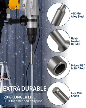 Firecore SDS Max ground rod driver with 18 mm shank for hammer only operation