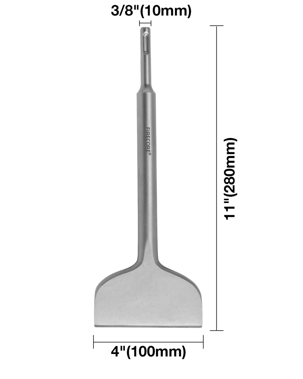 Firecore chisel blade close-up showing durable beveled edge