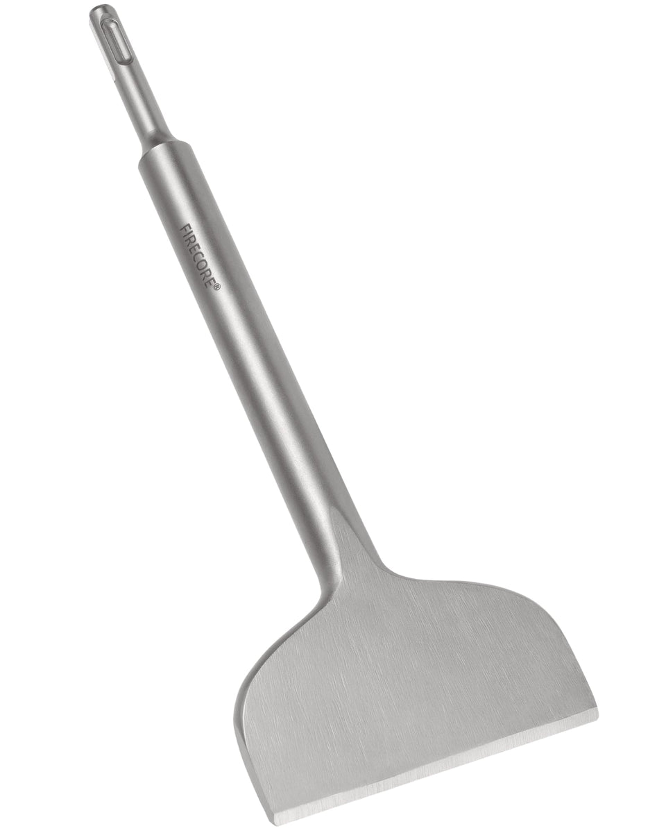 Firecore SDS Plus chisel tip close-up showing beveled edge for fast removal
