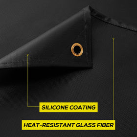 FIREWESS blanket features 8 stainless steel eyelets for secure hanging.