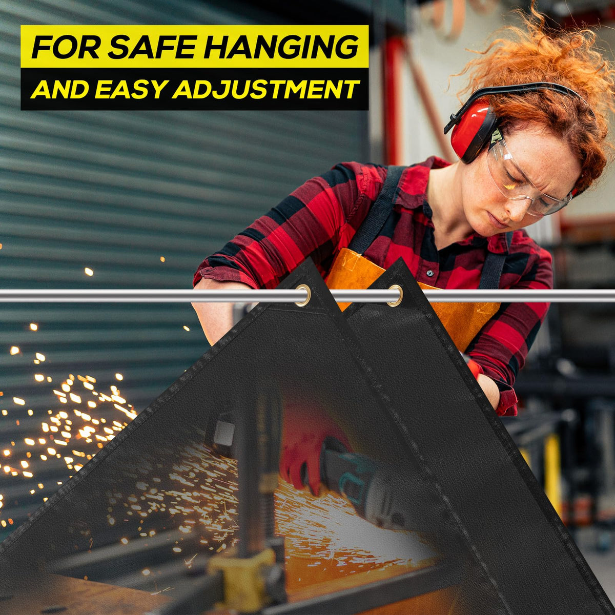 FIREWESS blanket can drape over surfaces or stand as a vertical shield against sparks.