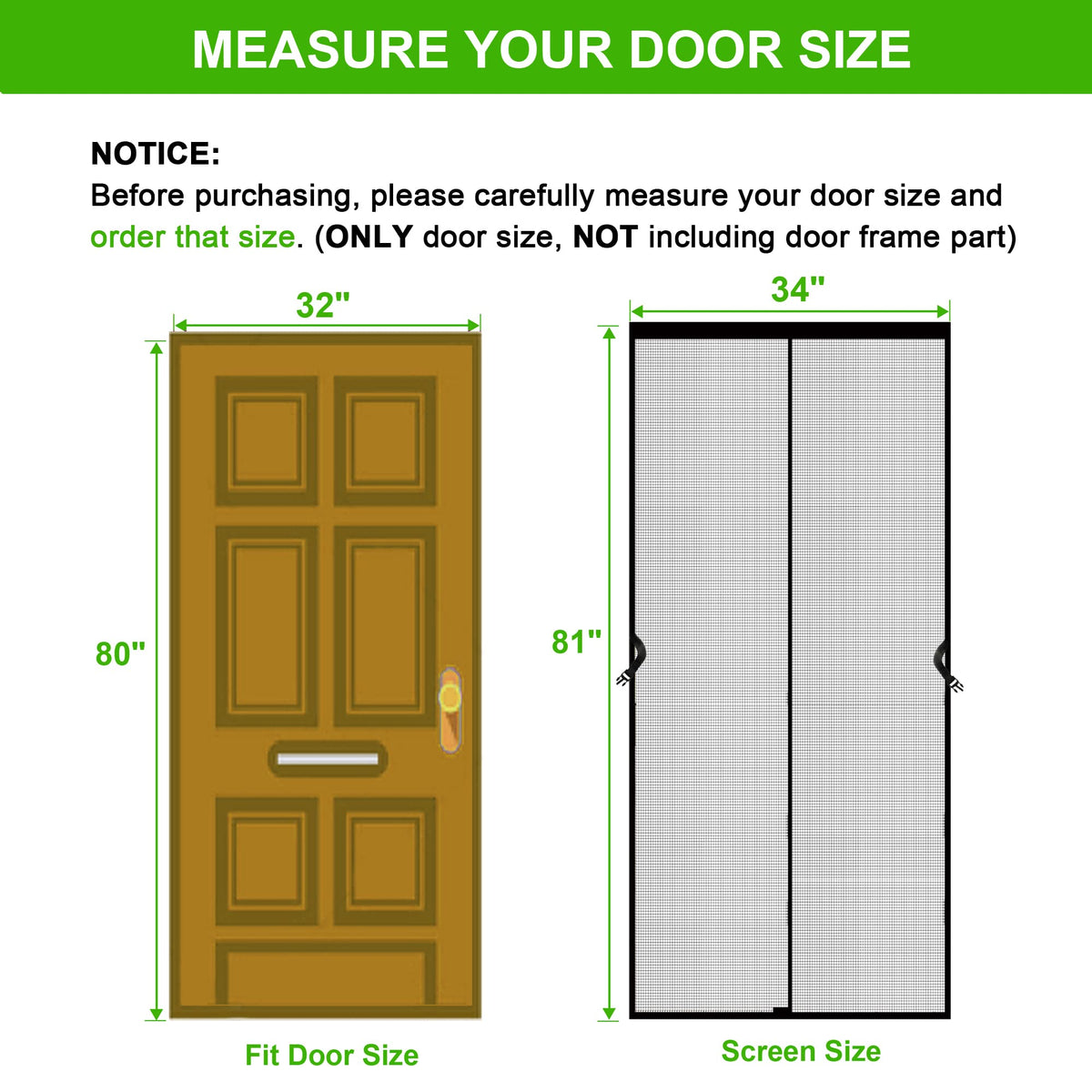 Firguny magnetic screen door installation steps show easy, tool-free setup for quick use.