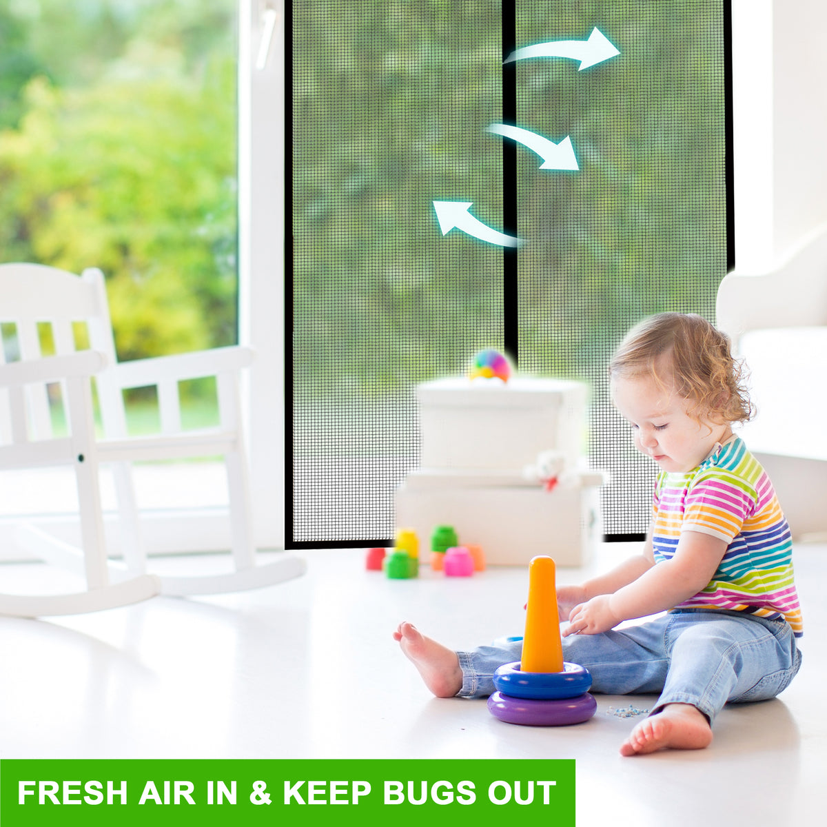 Perfect for homes, patios, and pet access with roll-up when not in use.