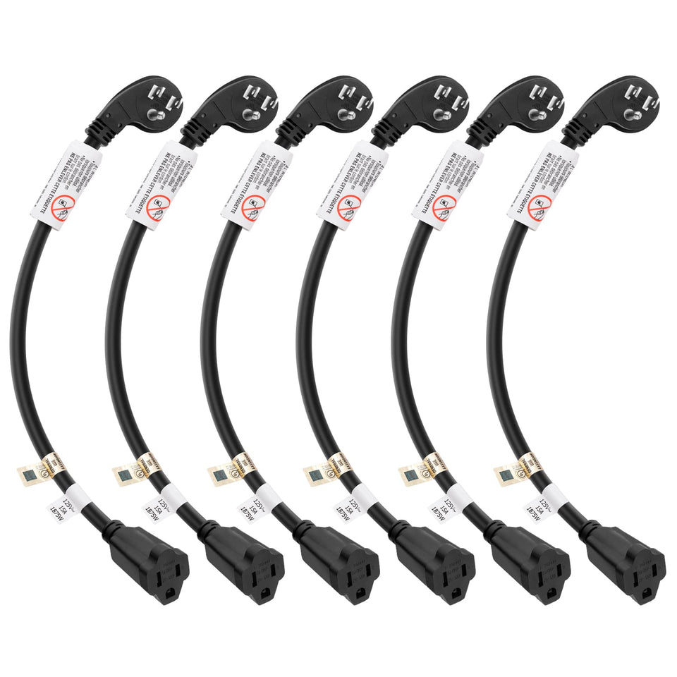 FIRMERST 1875W 1ft flat-plug extension cord powering multiple devices.