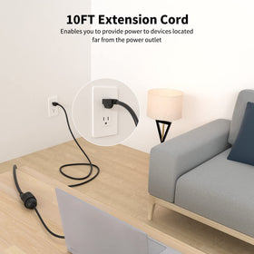 FIRMERST 10 ft reach enables flexible placement for TVs and lamps.