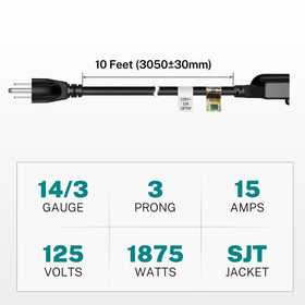 FIRMERST extension cord 14 AWG thick-wire design for safer high-power performance.
