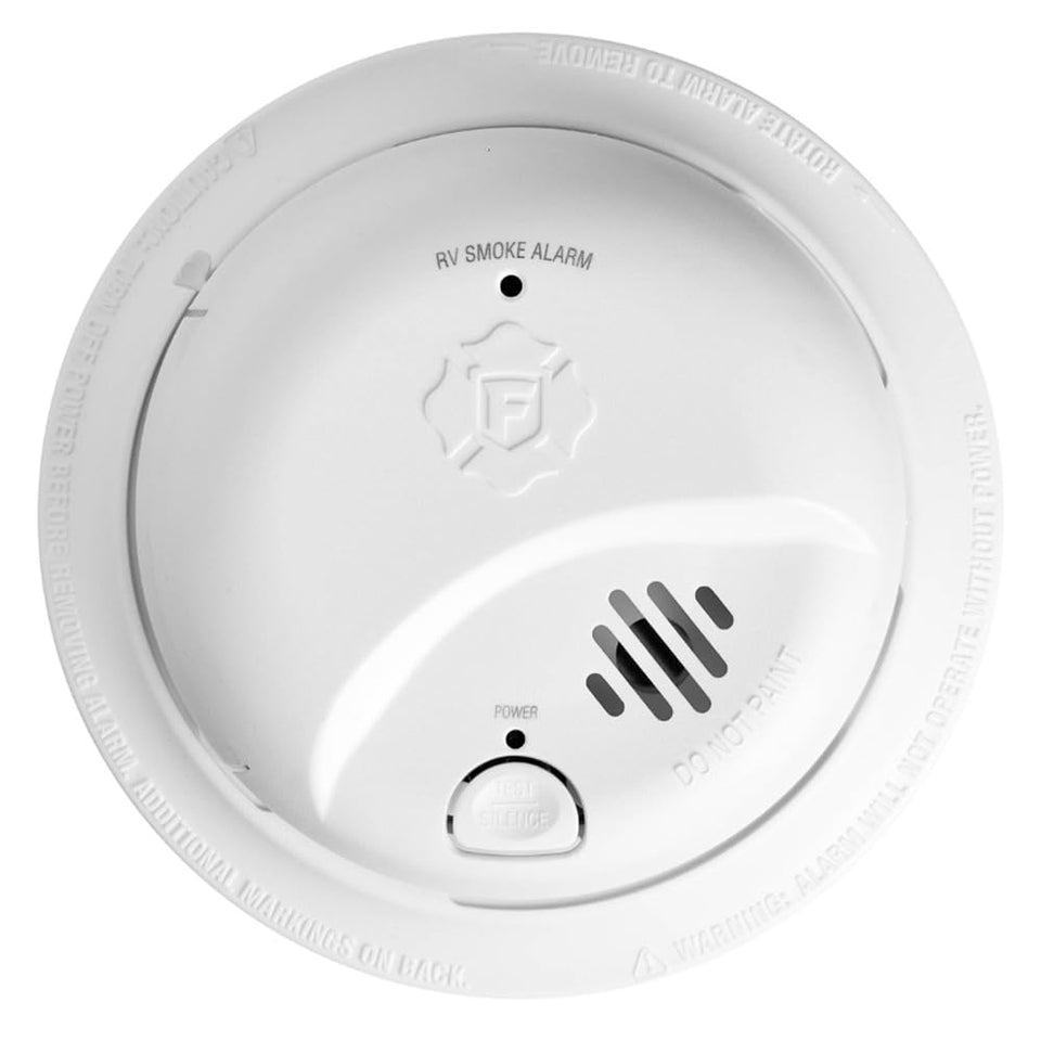 First Alert 1046846 RV smoke alarm front view for compact mobile safety