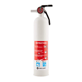 First Alert AUTOMAR10 extinguisher metal head for reliable marine fire protection.