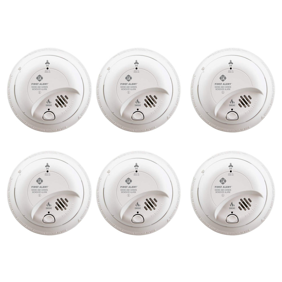 First Alert BRK SC9120B-6 front view shows a sleek white detector for home safety.