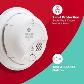 First Alert BRK SC9120B-6 hardwired connection allows continuous protection with battery fallback.