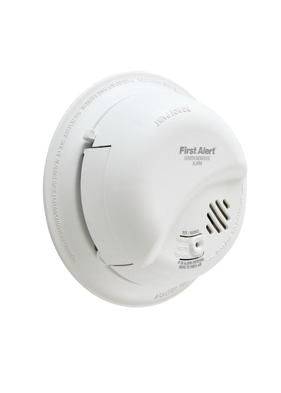 First Alert CO5120BN hardwired detector front view for quick installation.