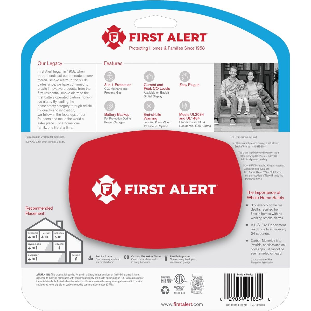 First Alert GCO1CN backup battery keeps monitoring during outages.