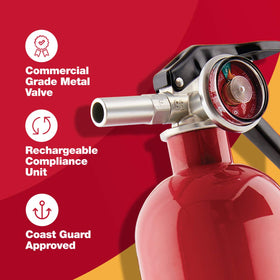 First Alert Home1-4 extinguisher gauge readout indicating content level for easy maintenance