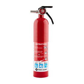 First Alert HOME1 fire extinguisher mounted on wall for quick reach