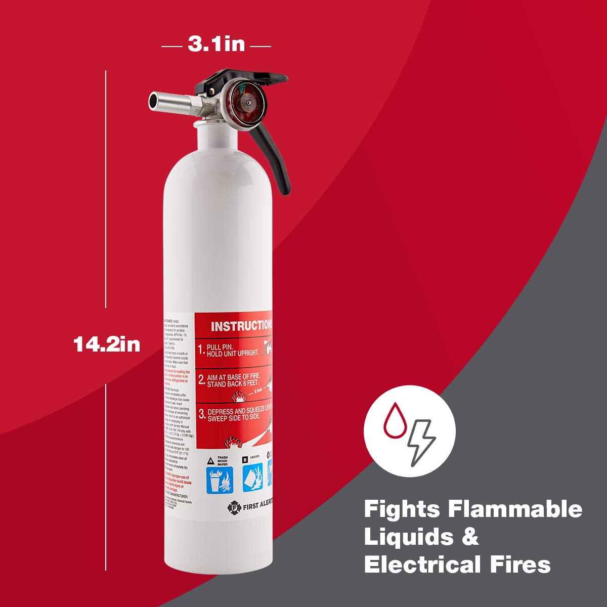 First Alert Marine1 extinguisher waterproof label for easy reference