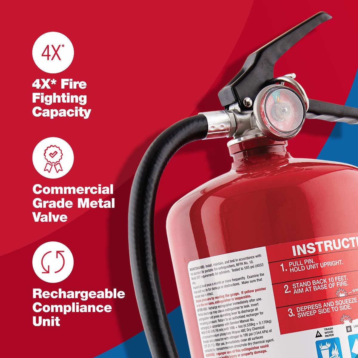 First Alert PRO10 metal valve and head deliver durable performance in busy environments.