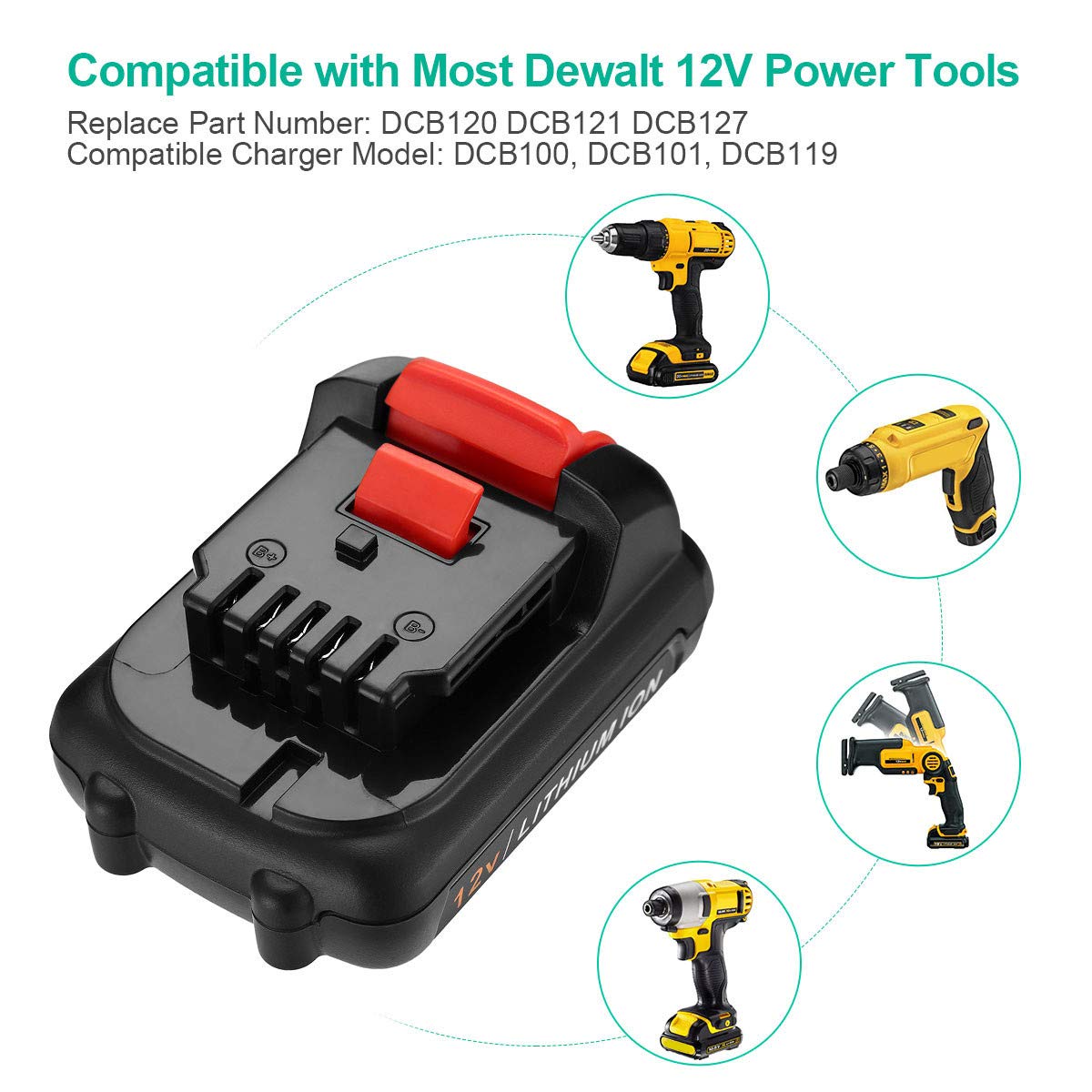 FirstPower 12V 4Ah battery back label highlights capacity and safety features