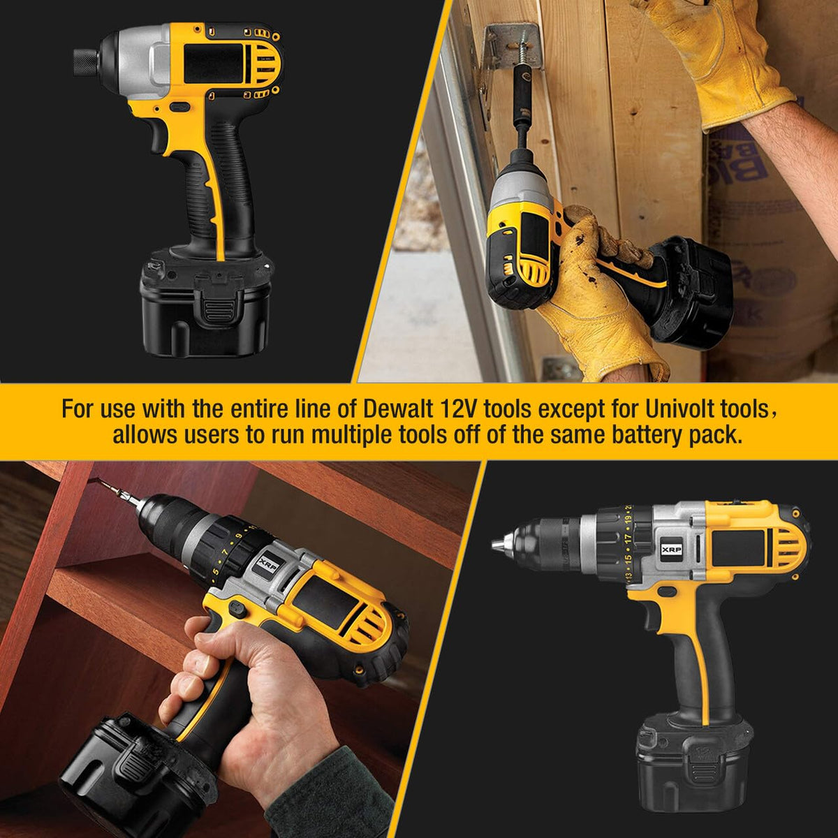 FirstPower battery in use with Dewalt 12V tools showing extended runtime