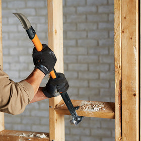 Fiskars IsoCore wrecking bar demo edge in action for chiseling