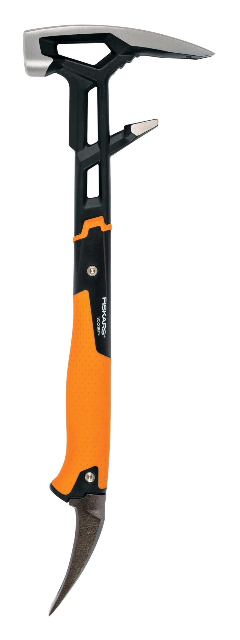 Fiskars IsoCore wrecking bar board bender in use for board realignment