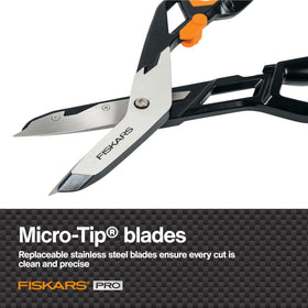Fiskars PowerArc tin snips lightweight aluminum body for extended use
