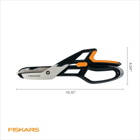Fiskars PowerArc tin snips spring-assisted opening for efficiency