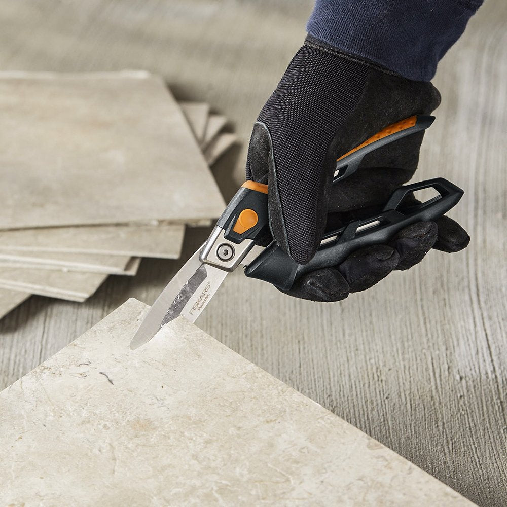 Fiskars PowerArc Utility Snips softgrip handle enhances comfort and control