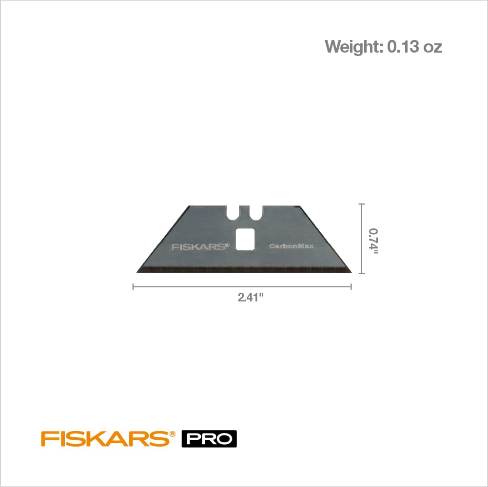 Fiskars Pro CarbonMax blades cut through cardboard and plastic sheets smoothly.